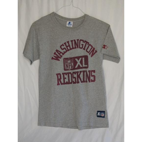 Vintage WASHINGTON REDSKINS T SHIRT STARTER USA GRAY Size Small Single Stitch - Picture 1 of 7
